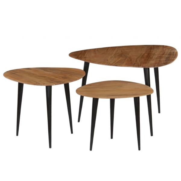 ARDEBO.de - 3-tlg. Couchtisch-Set Massivholz Akazie