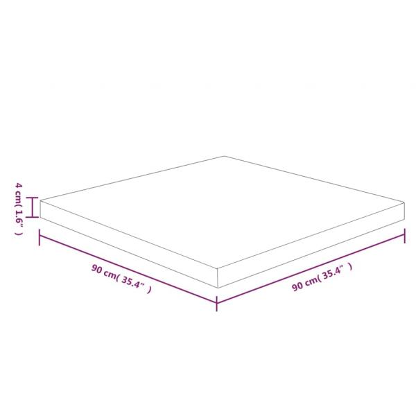 Tischplatte Quadratisch 90x90x4 cm Eichenholz Unbehandelt