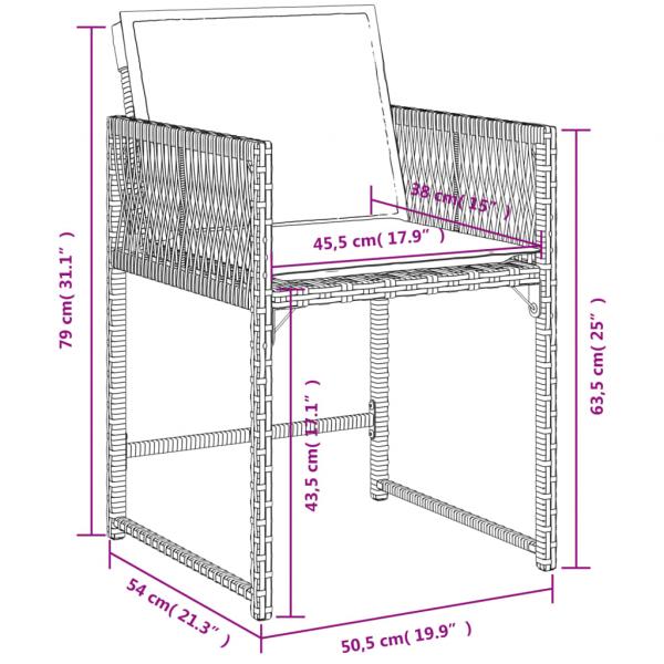 Gartenstühle mit Kissen 4 Stk. Grau Poly Rattan