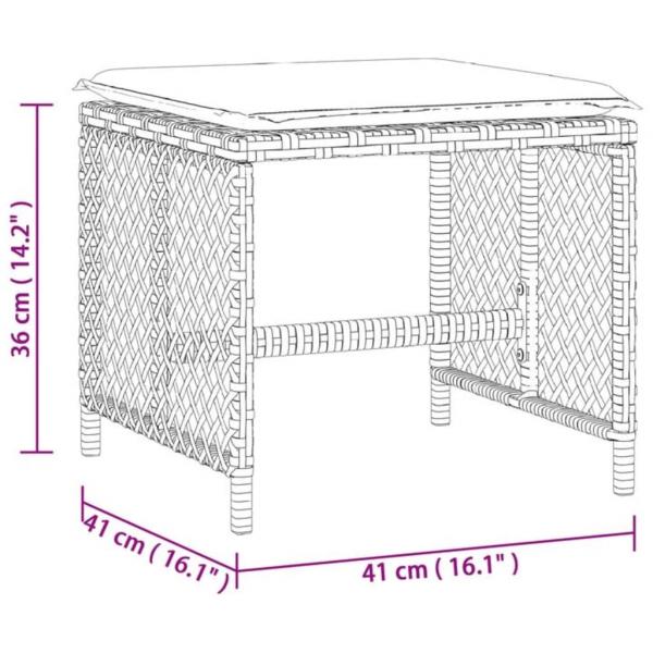 Gartenhocker mit Kissen 4 Stk. Beige 41x41x36 cm Poly Rattan