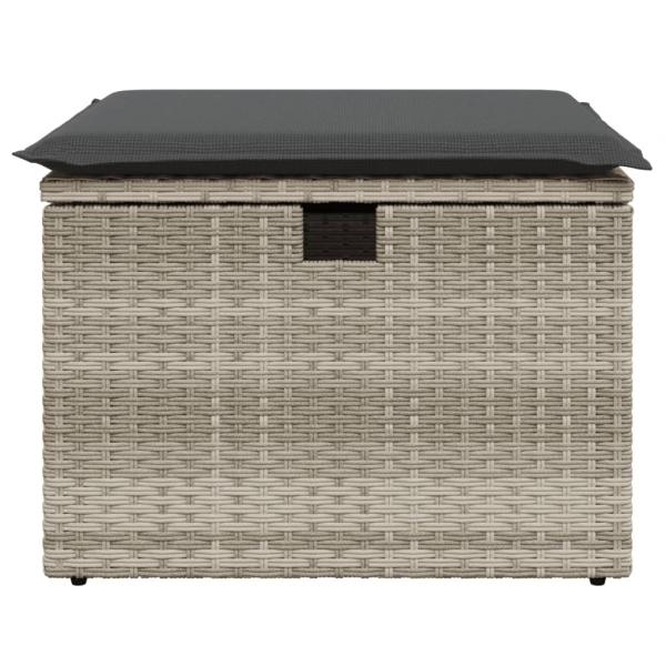 Gartenhocker mit Kissen Hellgrau 55x55x37 cm Poly Rattan