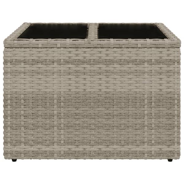 Gartentisch mit Glasplatte Hellgrau 55x55x37 cm Poly Rattan