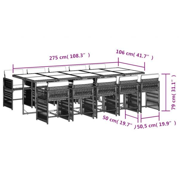 11-tlg. Garten-Essgruppe mit Kissen Braun Poly Rattan