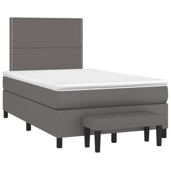 ARDEBO.de - Boxspringbett mit Matratze Grau 120x190 cm Kunstleder