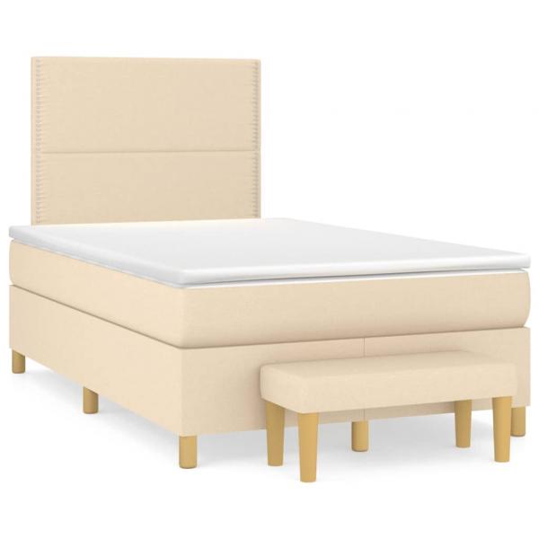 ARDEBO.de - Boxspringbett mit Matratze Creme 120x190 cm Stoff