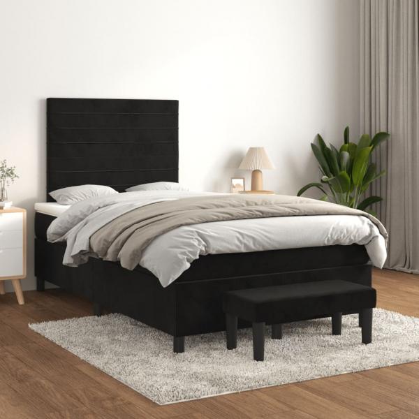 Boxspringbett mit Matratze Schwarz 120x190 cm Samt