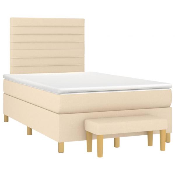 ARDEBO.de - Boxspringbett mit Matratze Creme 120x190 cm Stoff