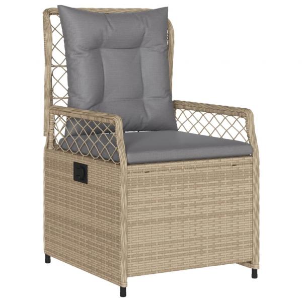 3-tlg. Garten-Essgruppe mit Kissen Beige Poly Rattan