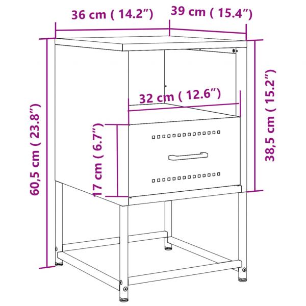 Nachttisch Anthrazit 36x39x60,5 cm Stahl