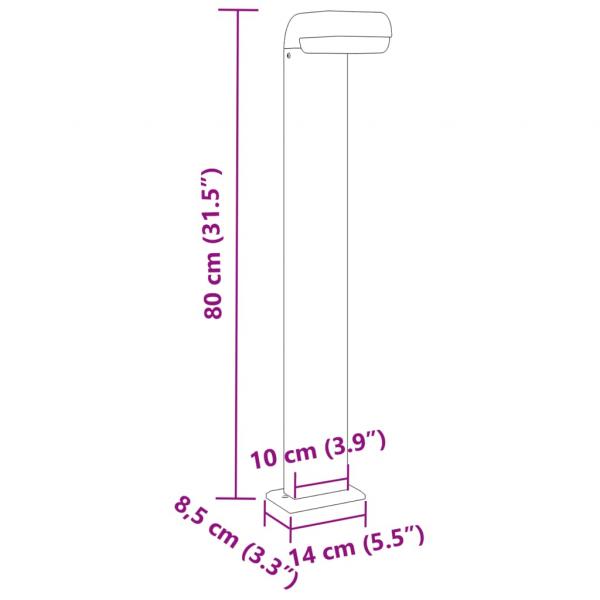 Wegeleuchten 3 Stk. Schwarz 80 cm Aluminiumdruckguss