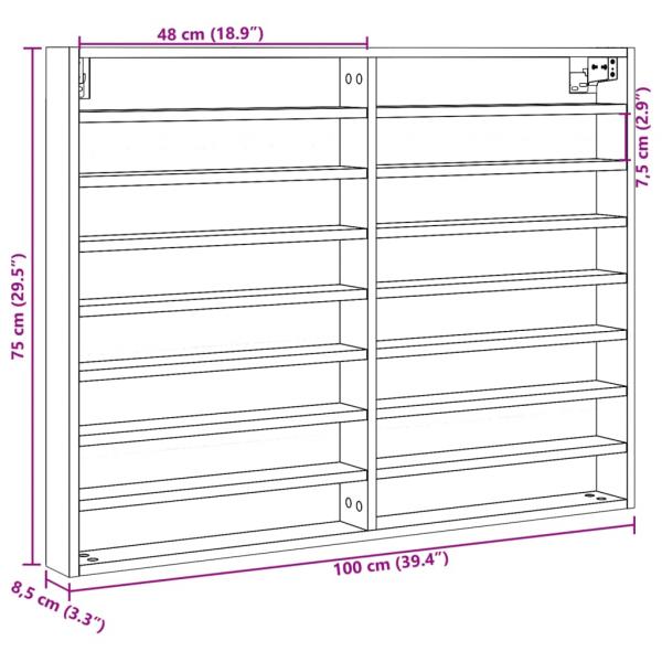 Vitrinenschrank Schwarz 100x8,5x75 cm Holzwerkstoff