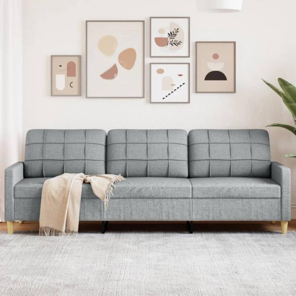 ARDEBO.de - 3-Sitzer-Sofa Hellgrau 210 cm Stoff