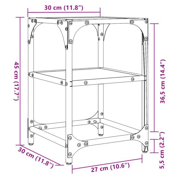 Couchtische mit Glasplatte 2 Stk. Transparent 30x30x45 cm Stahl