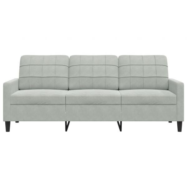 3-Sitzer-Sofa Hellgrau 180 cm Samt