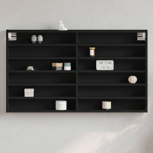 ARDEBO.de - Vitrinenschrank Schwarz 100x8,5x58 cm Holzwerkstoff