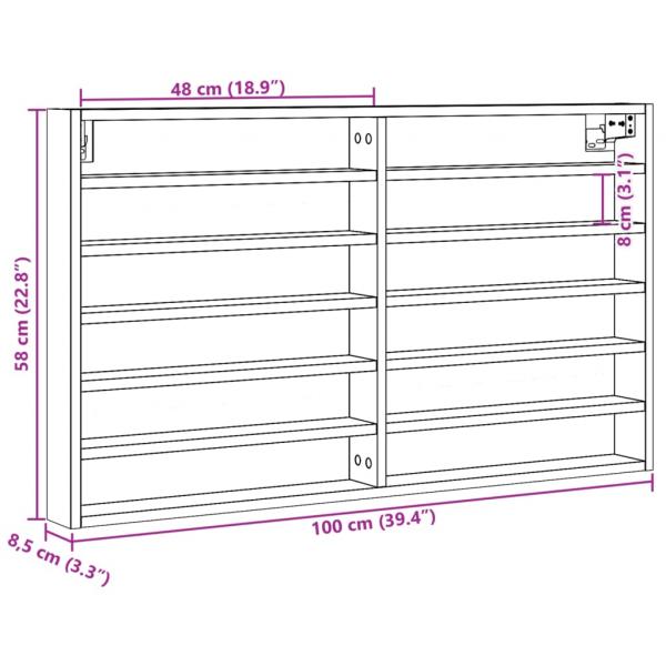 Vitrinenschrank Schwarz 100x8,5x58 cm Holzwerkstoff