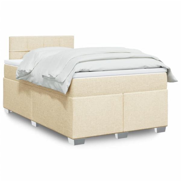 ARDEBO.de - Boxspringbett mit Matratze Creme 120x190 cm Stoff