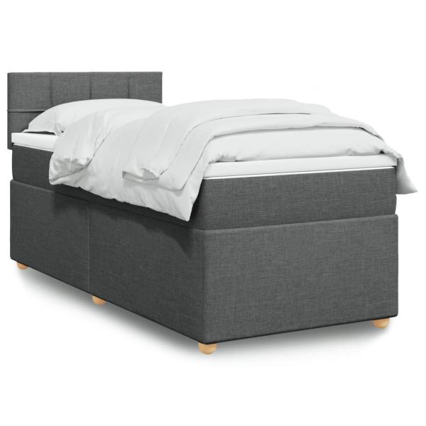 ARDEBO.de - Boxspringbett mit Matratze Dunkelgrau 90x190 cm Stoff