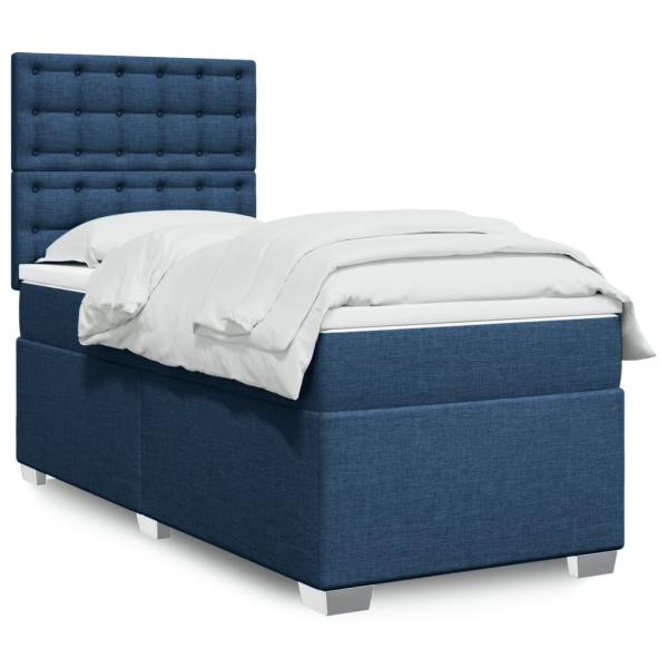 ARDEBO.de - Boxspringbett mit Matratze Blau 90x190 cm Stoff