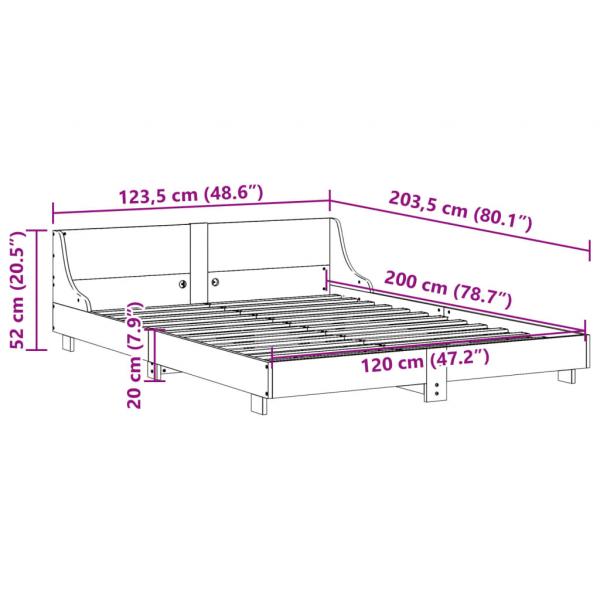 Massivholzbett ohne Matratze 120x200 cm Kiefernholz