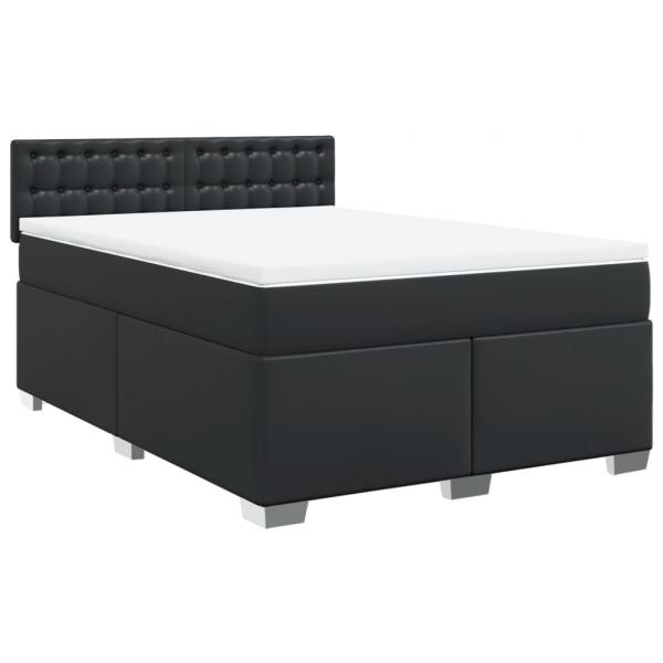 Boxspringbett mit Matratze Schwarz 140x190 cm Kunstleder