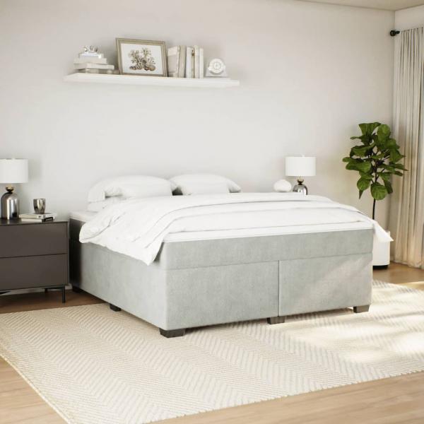 Boxspringbett mit Matratze Hellgrau 180x200 cm Samt