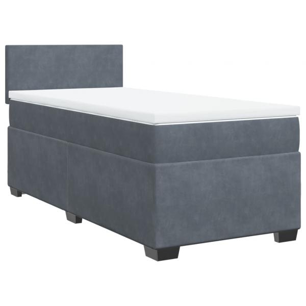 Boxspringbett mit Matratze Dunkelgrau 90x190 cm Samt