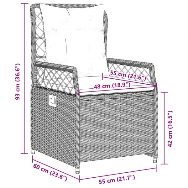 5-tlg. Garten-Essgruppe mit Kissen Beige Poly Rattan