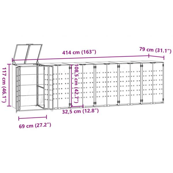 Mülltonnenbox für 6 Tonnen Anthrazit 414x79x117 cm Stahl