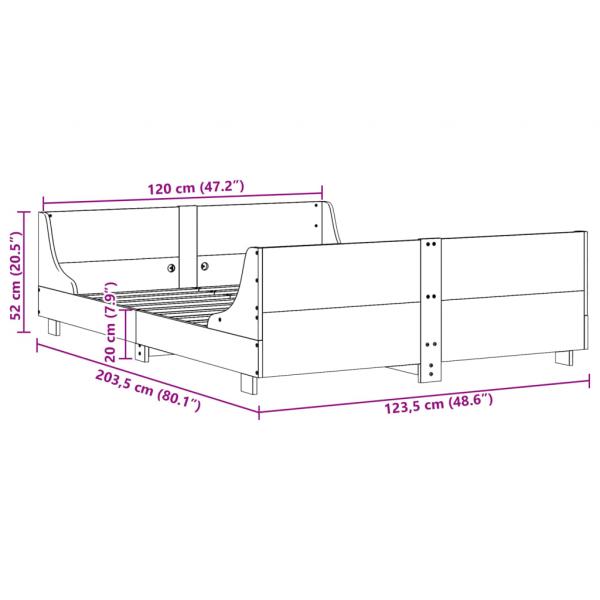 Massivholzbett ohne Matratze Weiß 120x200 cm Kiefernholz