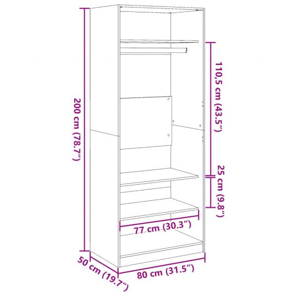 Kleiderschrank Sonoma-Eiche 80x50x200 cm Holzwerkstoff