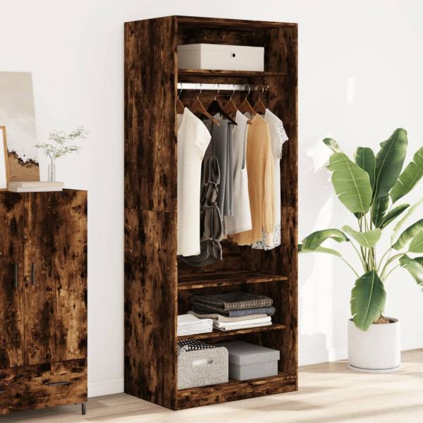 ARDEBO.de - Kleiderschrank Räuchereiche 80x50x200 cm Holzwerkstoffs