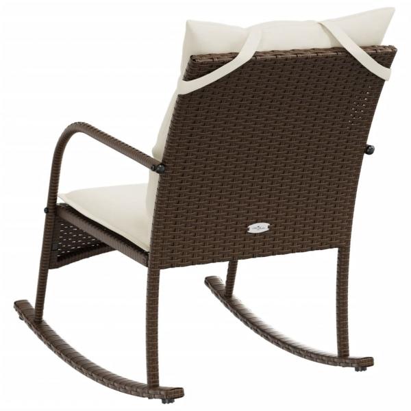 Garten-Schaukelstuhl mit Kissen Braun Poly Rattan