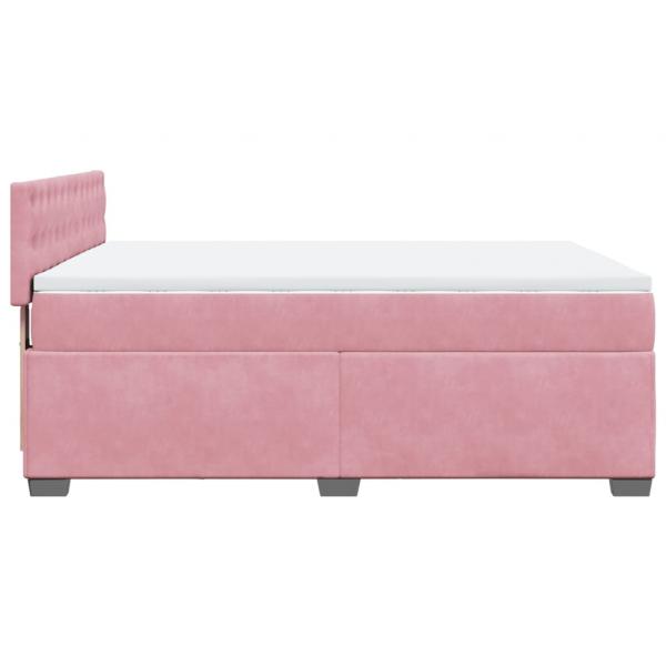 Boxspringbett mit Matratze Rosa 140x190 cm Samt