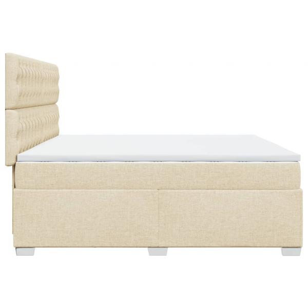 Boxspringbett mit Matratze Creme 200x200 cm Stoff