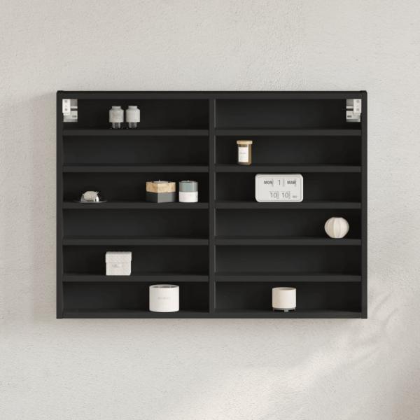 ARDEBO.de - Vitrinenschrank Schwarz 80x8,5x58 cm Holzwerkstoff