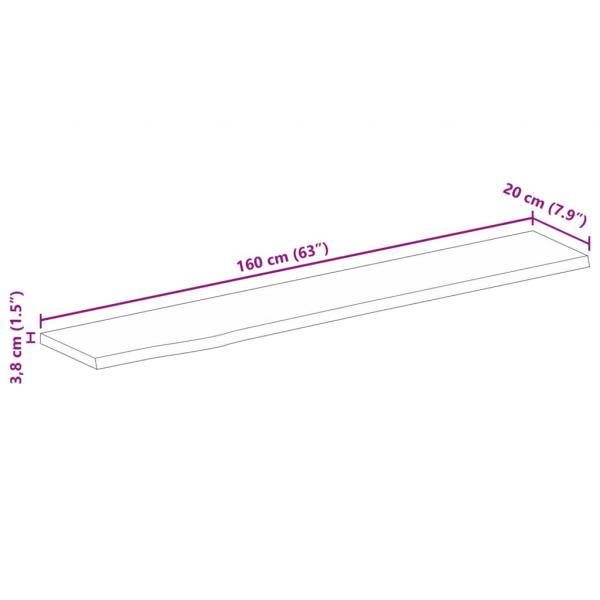 Tischplatte mit Baumkante 160x20x3,8 cm Massivholz Mango