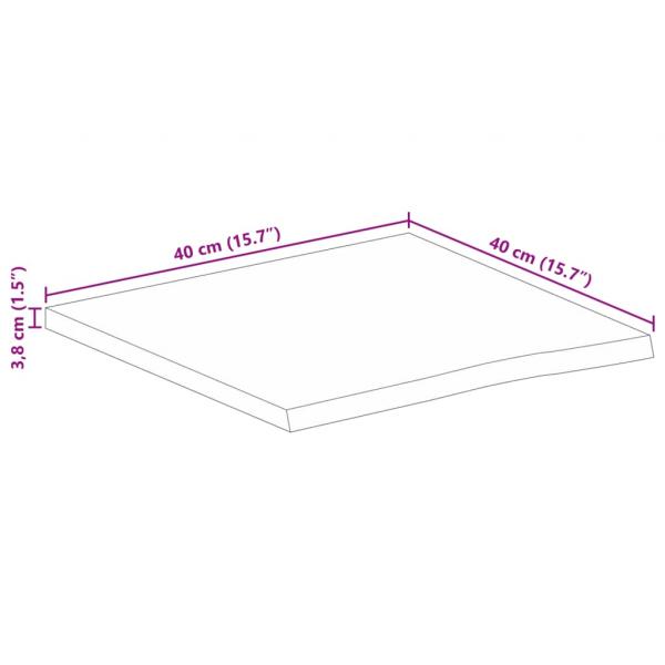 Tischplatte mit Baumkante 40x40x3,8 cm Massivholz Mango