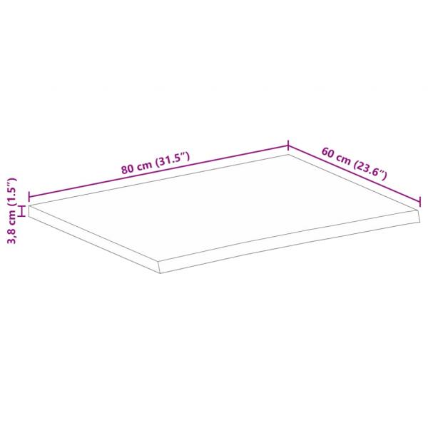 Tischplatte mit Baumkante 80x60x3,8 cm Massivholz Mango