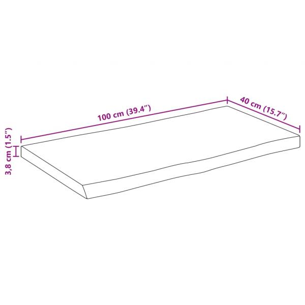 Tischplatte mit Baumkante 100x40x3,8 cm Raues Mango Massivholz