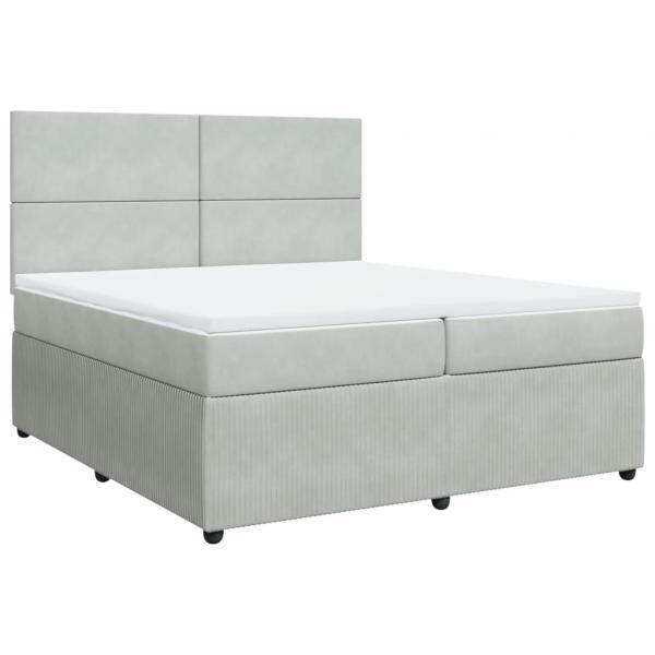 Boxspringbett mit Matratze Hellgrau 200x200 cm Samt