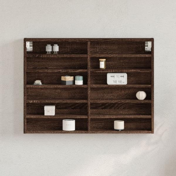 ARDEBO.de - Vitrinenschrank Braun Eichen-Optik 80x8,5x58 cm Holzwerkstoff