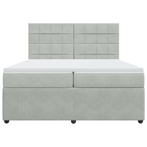 Boxspringbett mit Matratze Hellgrau 200x200 cm Samt