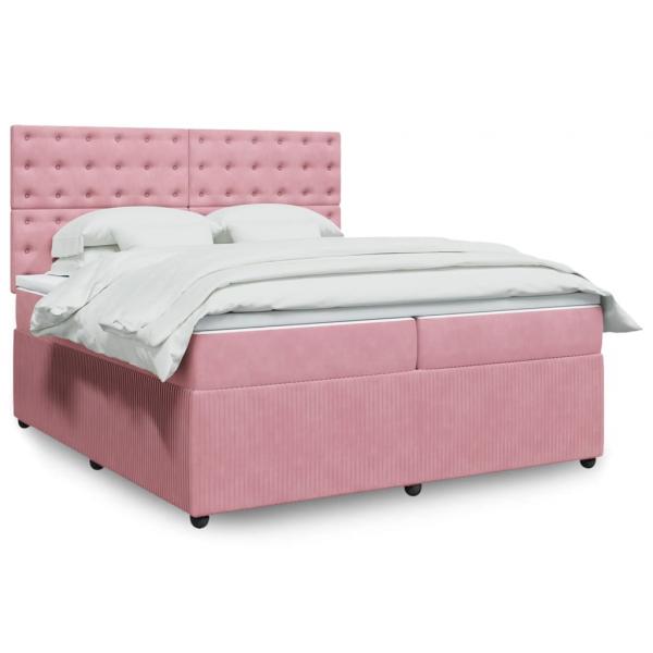 ARDEBO.de - Boxspringbett mit Matratze Rosa 200x200 cm Samt