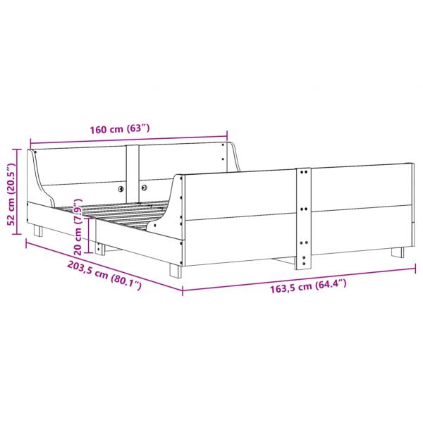 Massivholzbett ohne Matratze Weiß 160x200 Kiefernholz