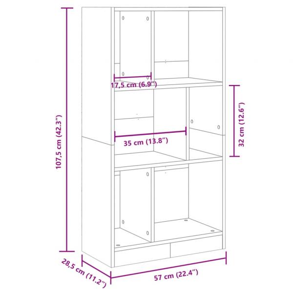 Bücherregal Räuchereiche 57x28,5x107,5 cm Holzwerkstoff