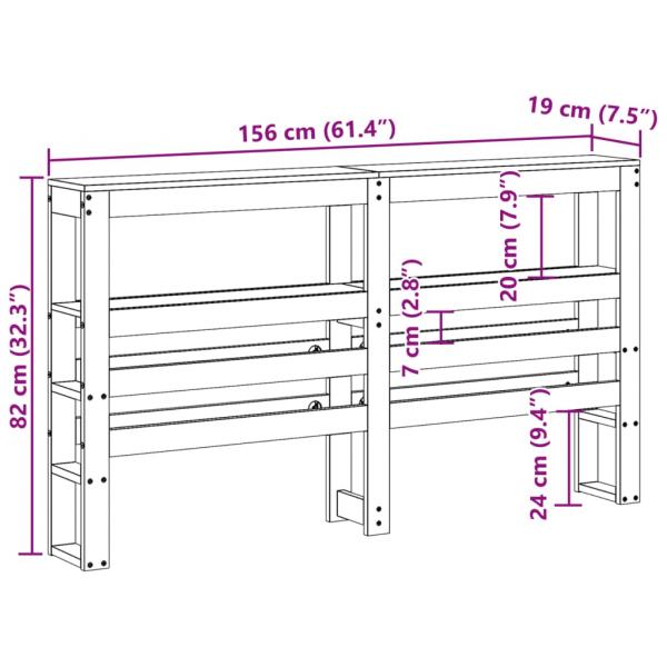 Kopfteil mit Ablagen Weiß 150 cm Massivholz Kiefer