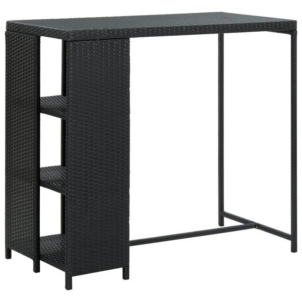 3-tlg. Gartenbar-Set mit Kissen Schwarz Poly Rattan