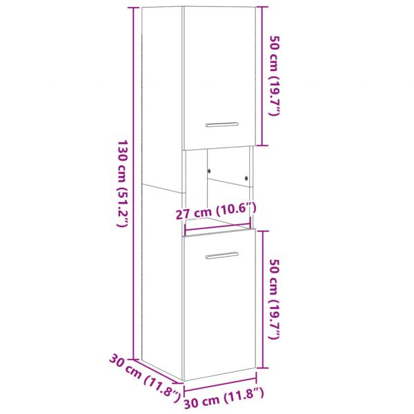 Badezimmerschrank Sonoma-Eiche 30x30x130 cm Holzwerkstoff