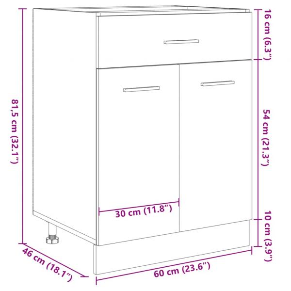 Schubunterschrank Sonoma-Eiche 60x46x81,5 cm Holzwerkstoff